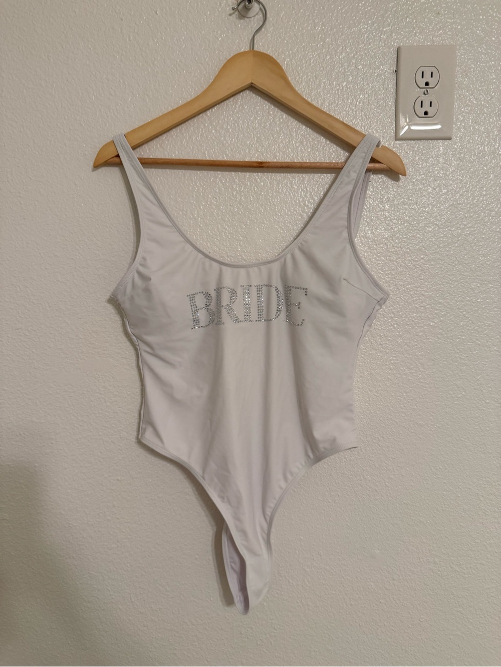 White 'BRIDE' Rhinestone One-Piece Swimsuit - Picture 3 of 3